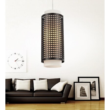 Cwi Lighting One Light Drum Shade Mini Pendant With Black Finish 5209P5B